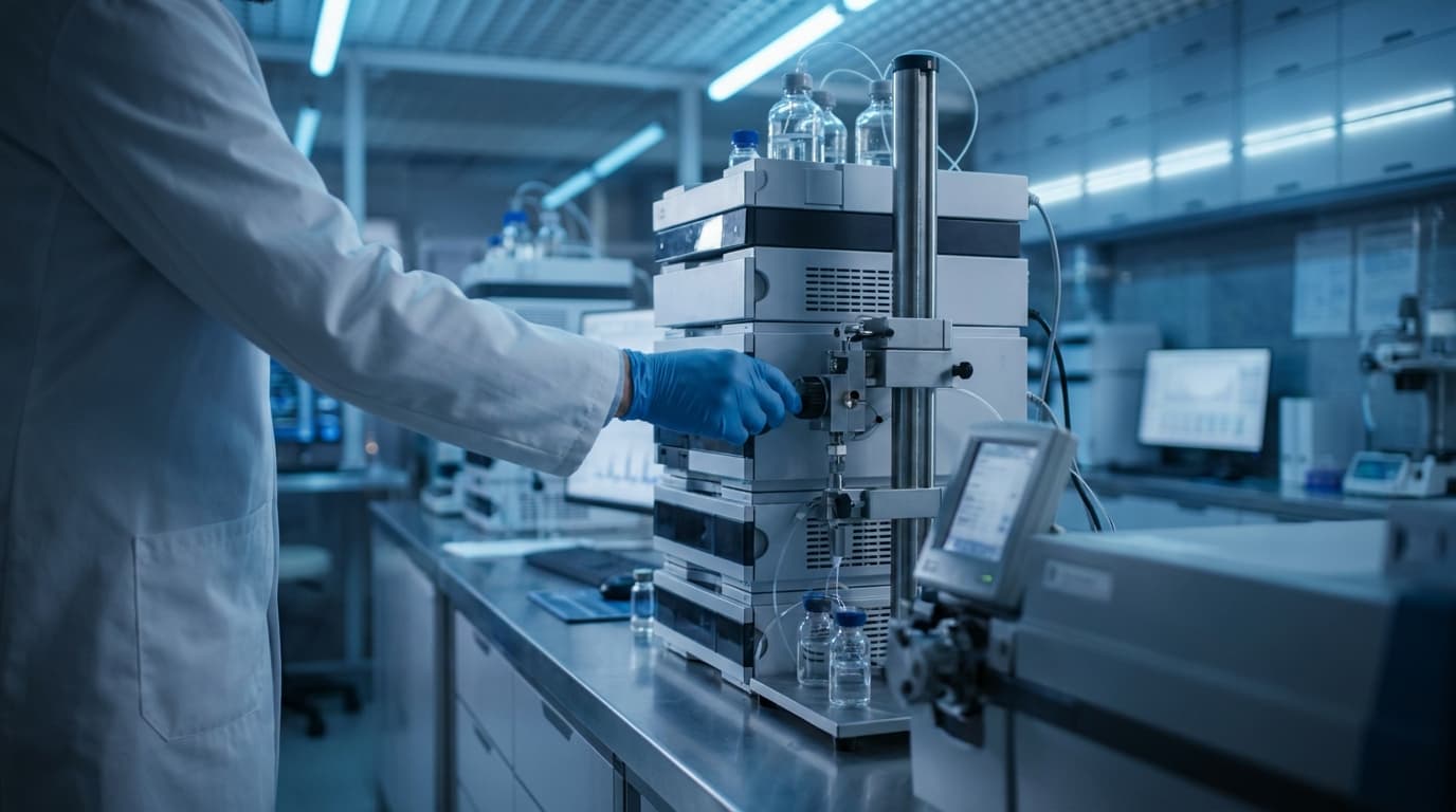 HPLC and mass spectrometry analysis in a cGMP research laboratory